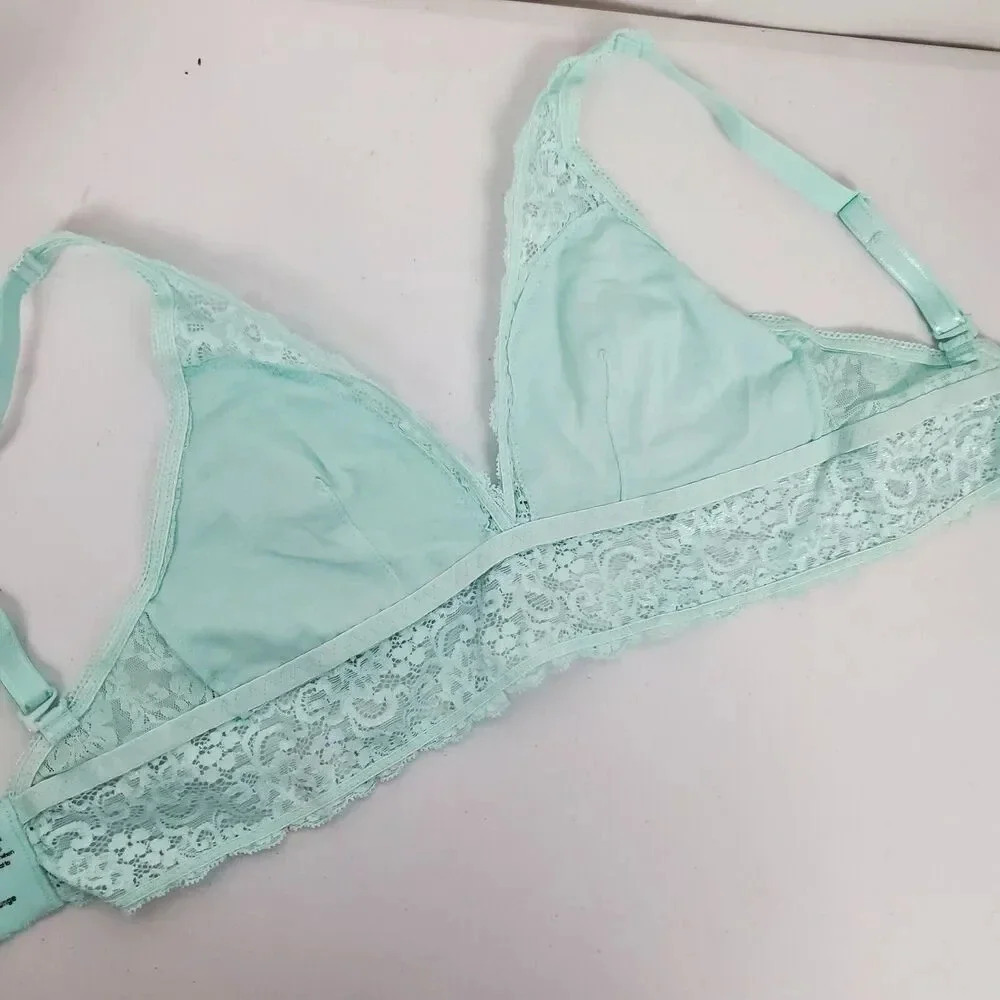Women's SOMA Bralette Lace Plunge SZ XS Mint Green Teal Pastel‎ Spring Ex Small - Picture 7 of 8